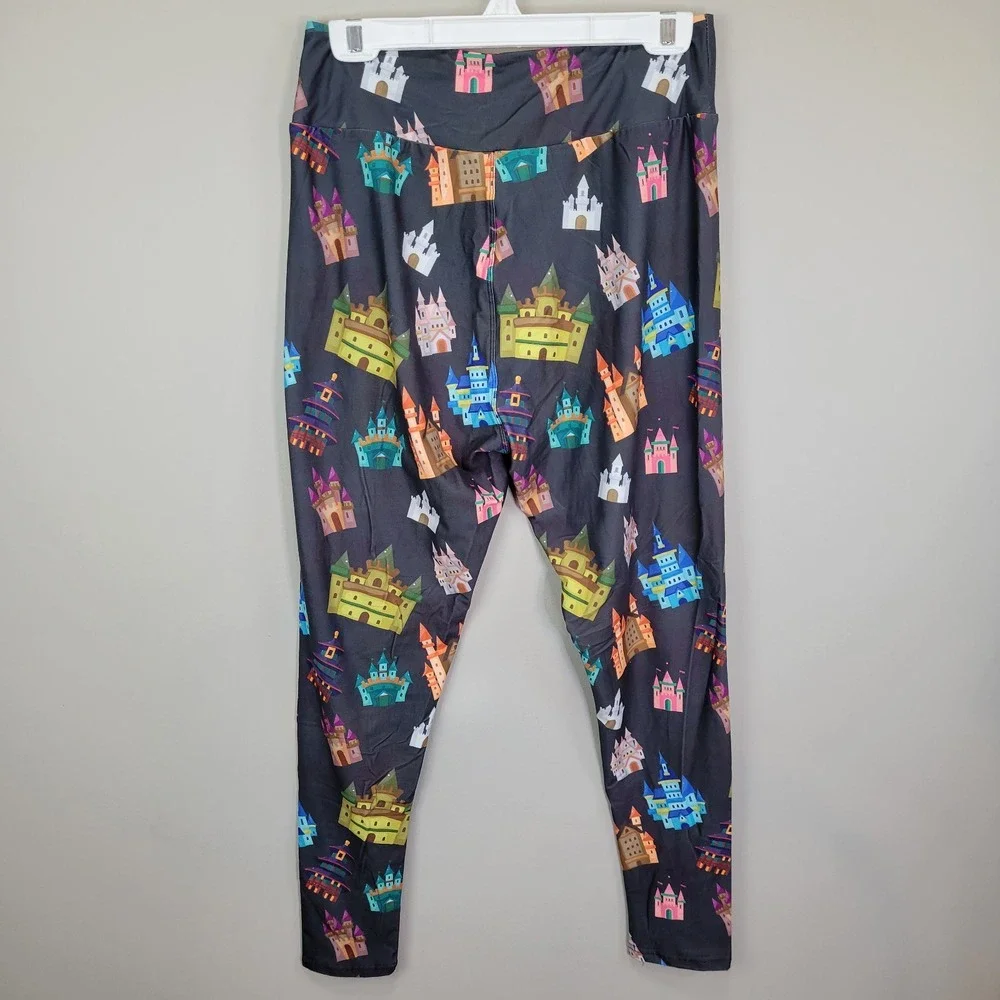 Dren Designs Castles Galore Polyester‎ Spandex Ankle Leggings Plus Size